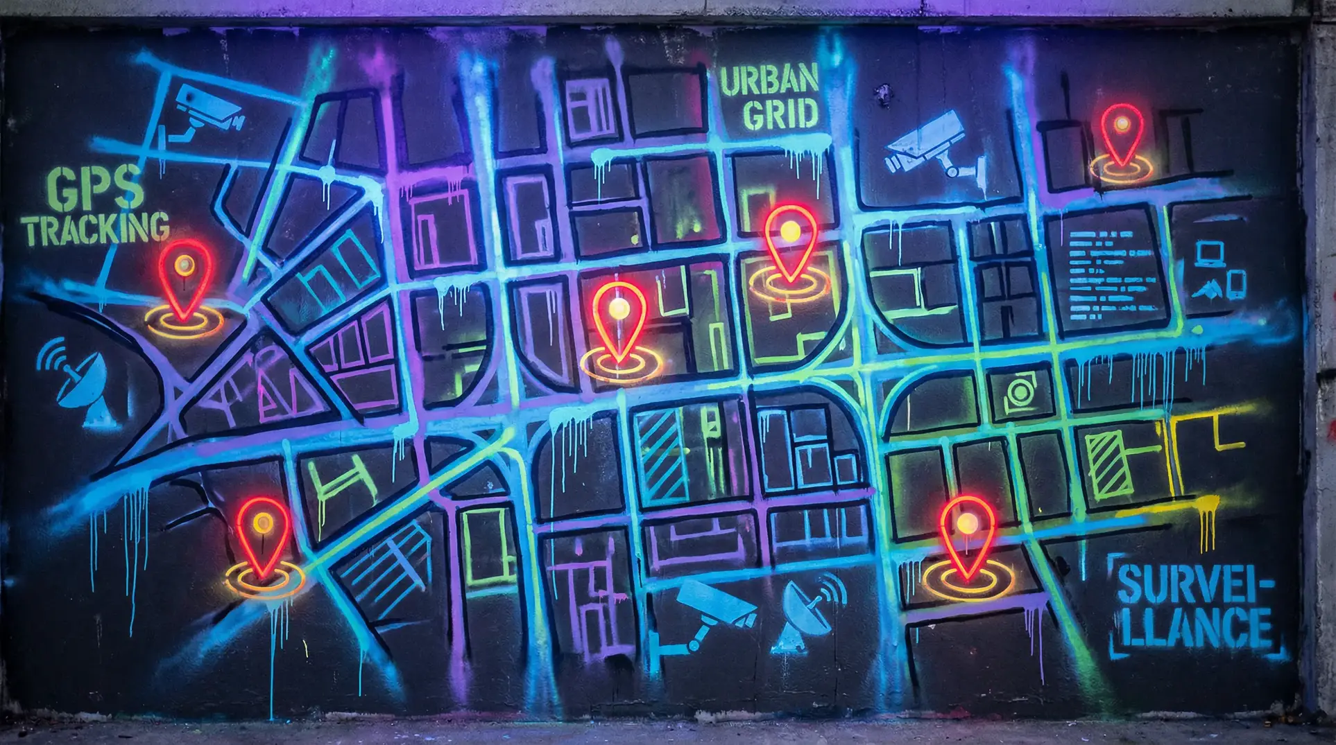 bt涩 狗仔追踪地图 - 城市涂鸦风格